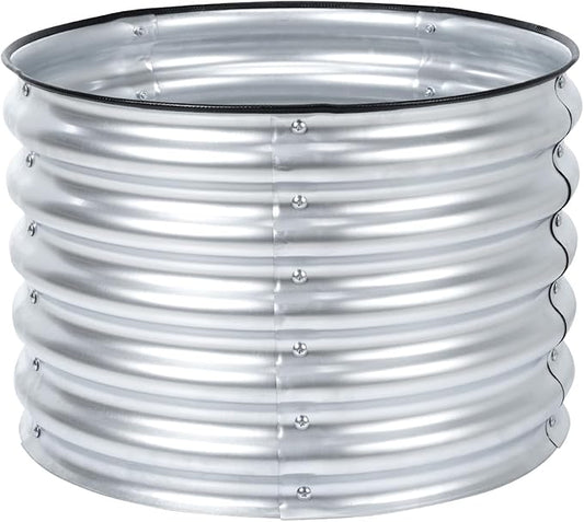 Aoodor 17" Tall 24" Metal Raised Garden Bed, Outdoor Planter Box and Raised Garden Kit for Vegetables, Flowers, and Herbs, Silver