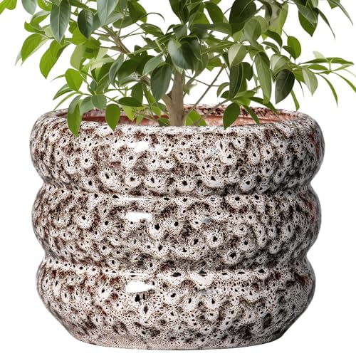 Ceramic Pots for Plants (10 Inch / Leopard Print White)