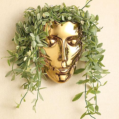 Face Vase Ceramic Female Form Vase (Gold)
