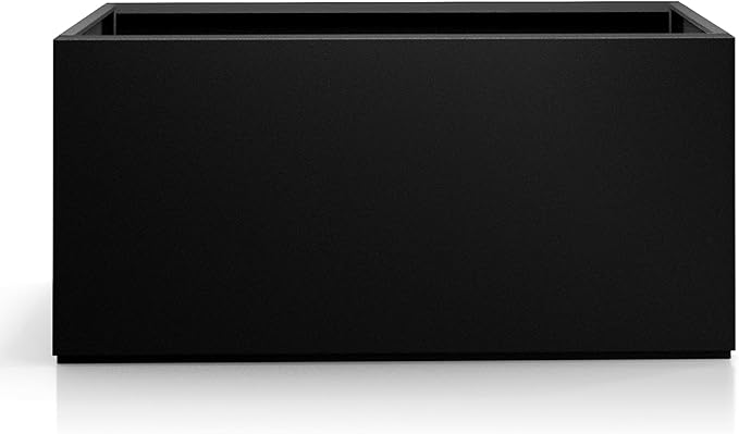 32" L x 10" W x 16" H Metal Rectangular Planters, Long Outdoor Planter Box, Black Rectangle Planter for Front Porch, Garden, with Drainage Holes, All Weather Use (No Insert Shelf)