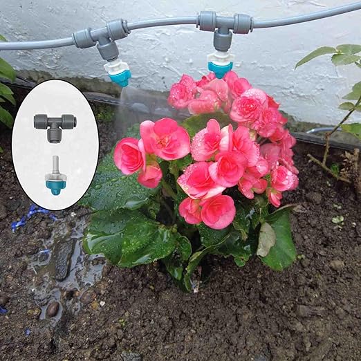 Drip Irrigation System with Water Timer(Dual System) Plug-in Quick Connection Drip Irrigation Kit 5/16“ID and 1/4 Inch Pipe Auto Watering System for Garden Spray, Greenhouse, Lawn, Potted Plants