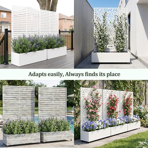 Outdoor Privacy Planter with Wheels (Brown Log Grain / 35"L×16"W×71"H)
