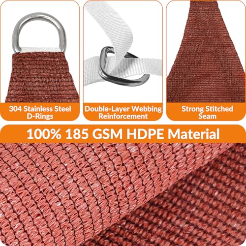 22'X30' Sun Shade Sail Rust Red Curved Square Customizable (Rust Red / 22'X30' custom)