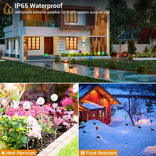 Solar Globe Lights Outdoor 4 Pack LED Garden Stake Lights Waterproof (4 Pack)