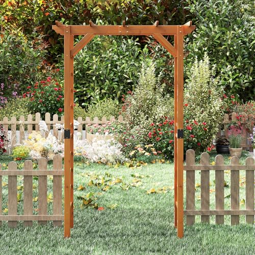 7FT Wooden Garden Arbor Trellis (55''W x 85''H / Honey Brown)