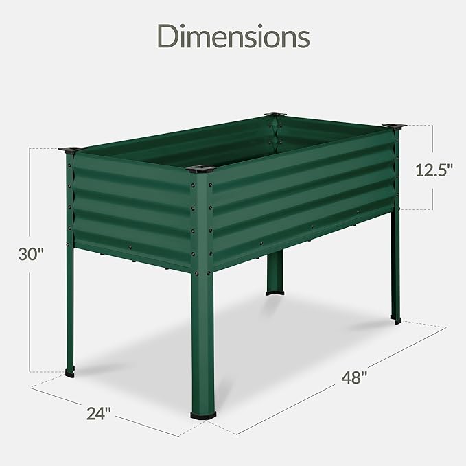 Best Choice Products 48x24x30in Galvanized Raised Garden Bed, Metal Elevated Planter Box, Vegetable Garden for Backyard, Patio, Balcony - Dark Green