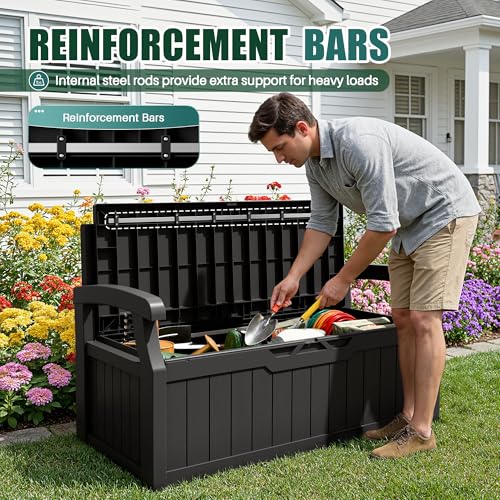 80 Gallon Storage Bench with Cushion (Black / 80 Gallon with Cushion)
