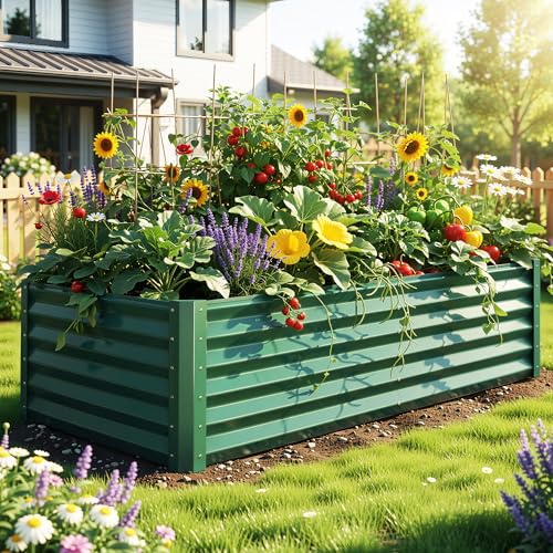 6x3x1.5ft Galvanized Raised Garden Bed (6x3x1.5ft / Green)