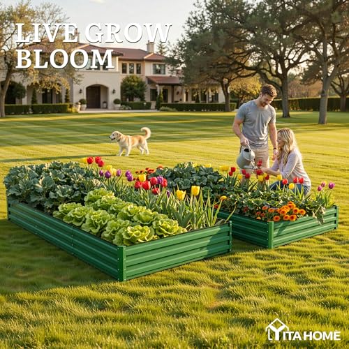 4pcs 8x4x1ft Galvanized Raised Garden Bed (8x4x1ft 4pcs / Green)