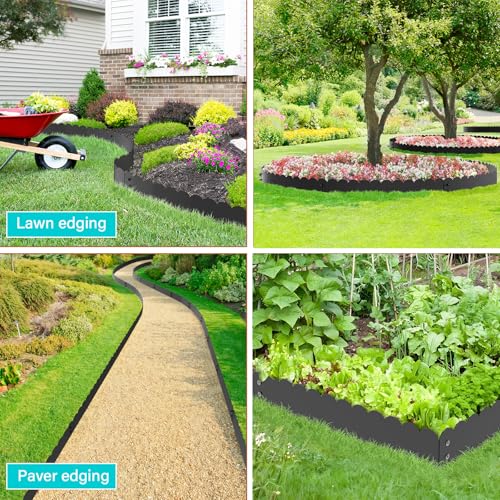 Black Steel Landscape Edging 20FT Kit (Black-Wavy Top / Pack of 6 ( 40 x 6 Inch ))