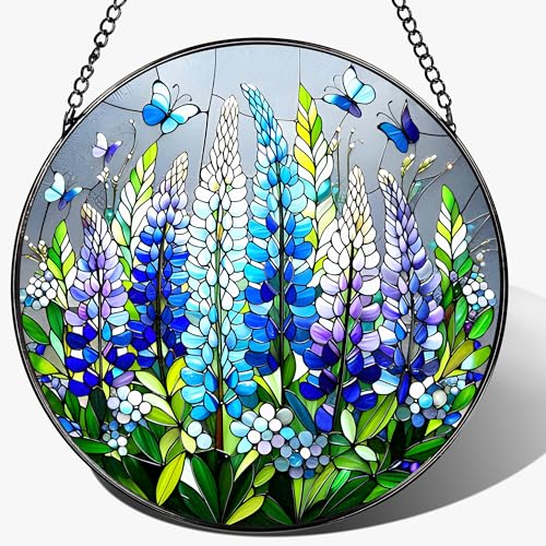 8 Inch Stained Glass Ornament (Lupine Butterfly)