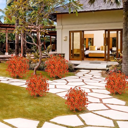 2pcs Fall Artificial Topiary Ball Trees (Fall Orange)