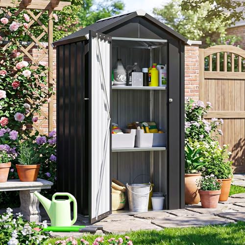 Vertical Outdoor Storage Cabinet 2.5’x2’ with Floor & Shelves Black (Black / 2.5'x2')