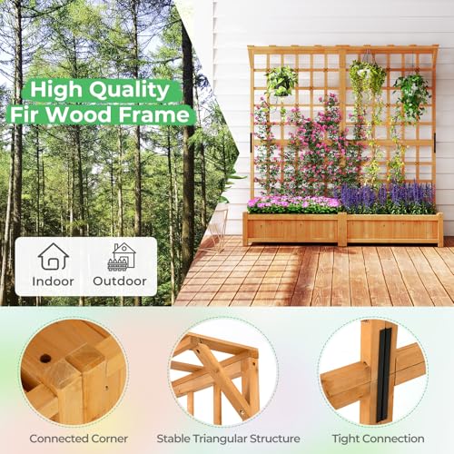 Large Raised Garden Bed with Trellis & Roof (Orange / 71"Lx19"Wx72"H)