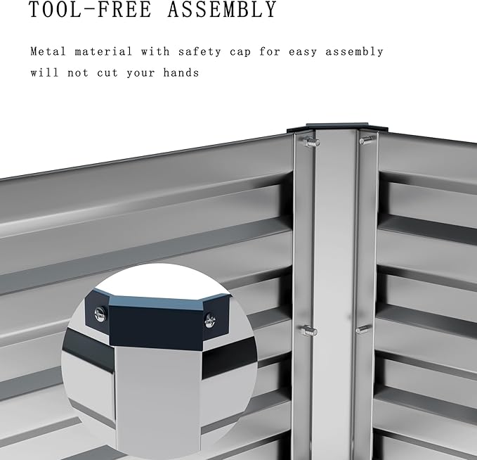 8×2×1FT(2PCS) Galvanized Raised Garden Bed Kit, Metal Planter Boxes，Large Outdoor Planters Garden for Planting Vegetables,Flowers,Herbs -Silver