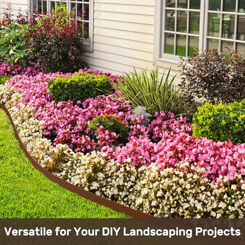 Garden Edging 49FT Landscape Edging Kit 3 Inch Height Plastic Garden Border No Dig Lawn Border for Yard Flower Bed with 30 Stakes (Brown / 3in X 49FT)