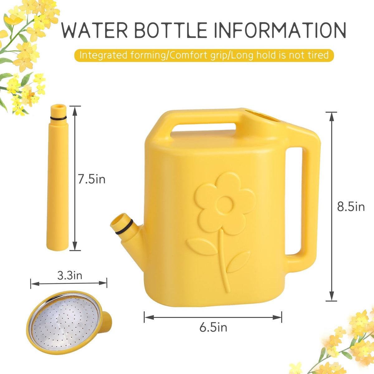 2.8L Watering Can for Indoor Plants (Yellow / 0.62 Gallon)