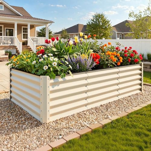 8x4x3ft Large Raised Garden Bed Kit (Cream Yellow / 8x4x3ft)