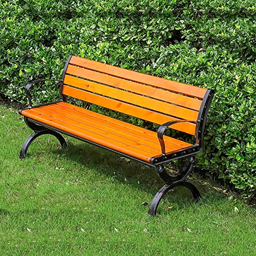 Outdoor Benches Cast Aluminum Preservative Wood 47IN (47IN(120CM))