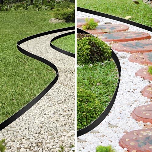 2 Inch Tall 200 FT Garden Edging Kit with 240pcs Spikes (Black / 2IN x 200FT)