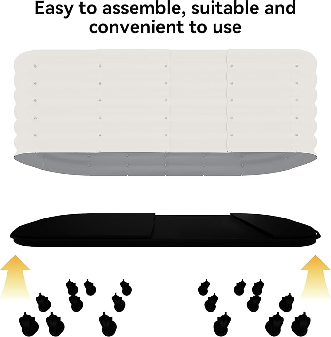 95x24x20 in Galvanized Raised Garden Bed with Wheels & Water Reservoir – Durable Outdoor Planter Box, Elevated Raised Beds for Gardening, Portable Garden Box for Indoor/Outdoor Plants,White