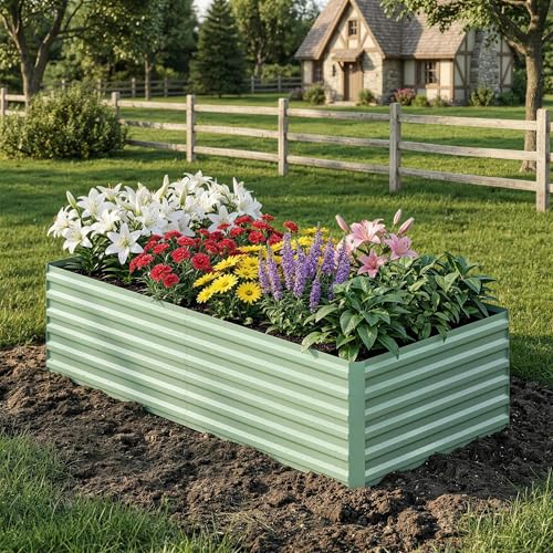 6x3x2ft Galvanized Raised Garden Bed Outdoor (Green-rect. / 6x3x2ft)