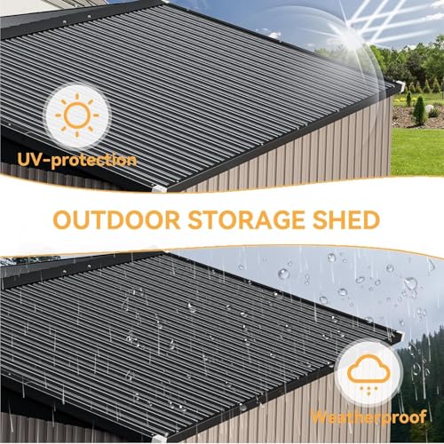 10 x 8FT Outdoor Storage Shed with Double Hinged Door (Brown / 10'x8')