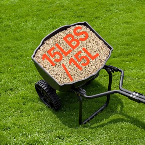 Broadcast Spreader 15 lbs Capacity Hopper Walk (15LB / Black)