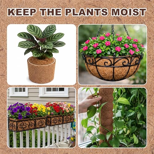 4 Rolls 12 x 14 Inch Coir Liner Roll Coconut Fiber Mat Natural Coconut Coir Liner Sheets Plant Potting Mat for Garden Planters Flower Window Box Basket Animal Pet Pad Reptile Carpet (12 x 14 inch)