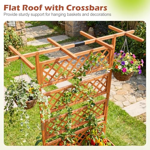 Raised Garden Bed with Trellis 2 Pack (Orange / 60"Lx22"Wx72"H)