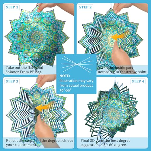 Wind Spinner Mandala Peacock Flower (009-8green Mandala Peacock Flower)