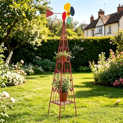 8FT Ornamental Windmill for Yard (6.2ft-red)