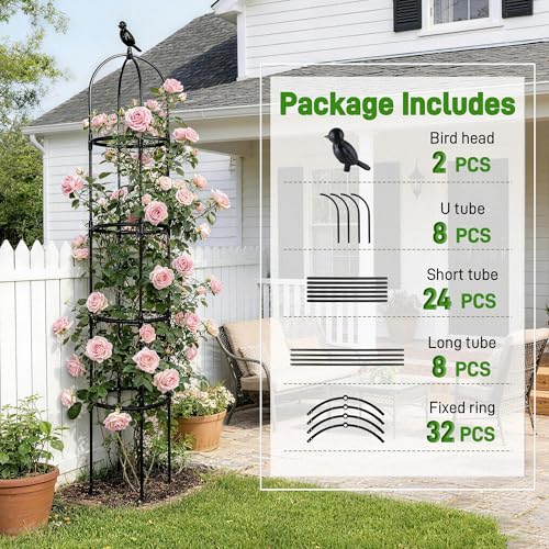 2 Pack Trellis for Climbing Planting Outdoor (BLACK / 2 PACK)