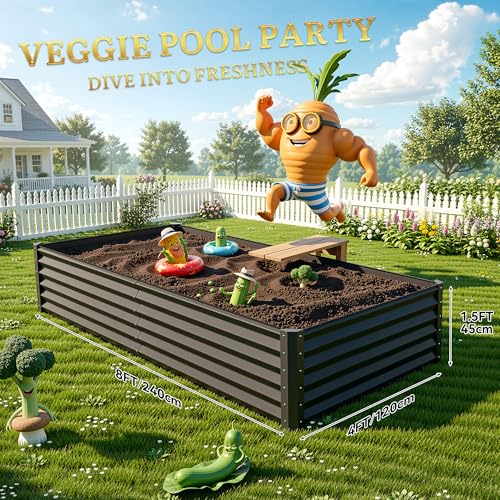 8x4x1.5ft 2pcs Large Raised Garden Bed Kit (Black / 8x4x1.5ft 2pcs)