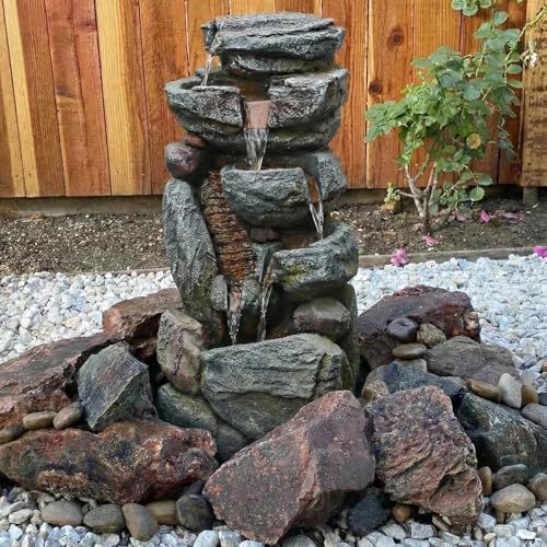 Rock Waterfall Fountain Outdoor (Grayrock31.5)
