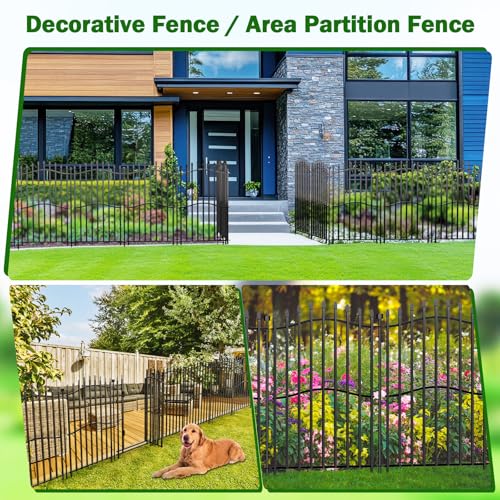 No Dig Garden Fence 40" H x 22.5'L with Gate Decorative Yard Dog Panels (40 in(H) X 22.5 ft(L))