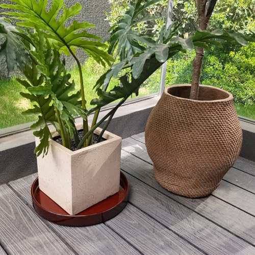 Ceramic Plant Saucer 14.5 Inch (14.5in(1 Pack) / Reactive Glaze Brown)