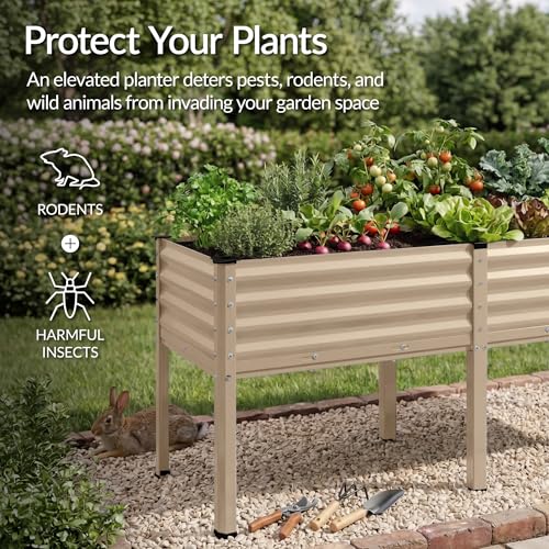 72x24x30in Non Toxic Galvanized Raised Garden Bed (72x24x30in / Beige)