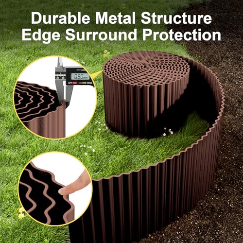 Corrugated Garden Edging Border (Brown / 12 Inch×50 Ft)