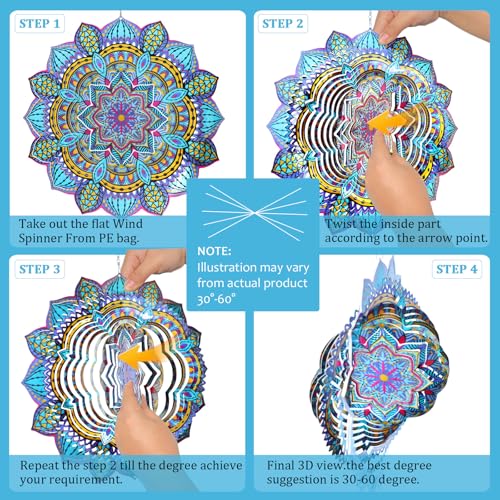Wind Spinner Mandala Colorful Lily (009-9bule Mandala Colorful Lily)