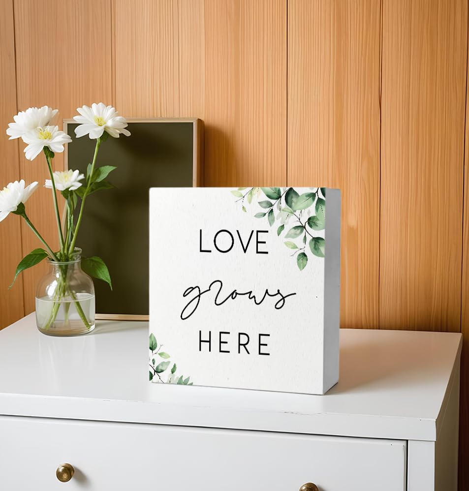 Love Grows Here Funny Bathroom Wooden Box Sign (R)