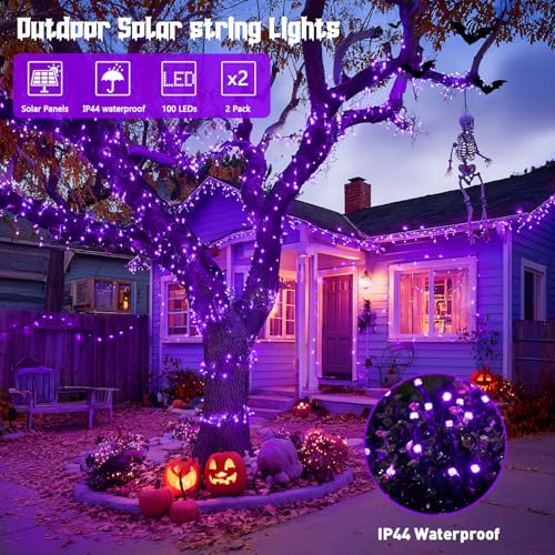 2 Pack Solar Halloween Lights (Purple / 100LED*2)