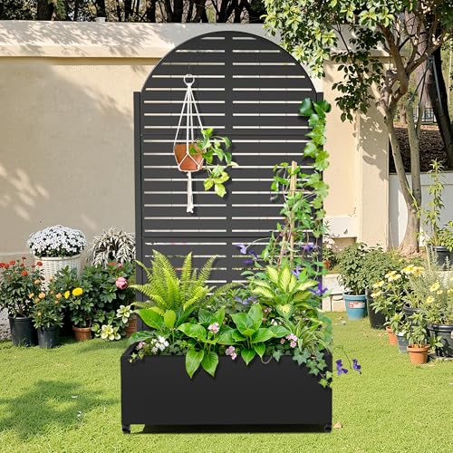 Metal Raised Garden Bed (Black Arched-louvered / 71" x 35" x 16")