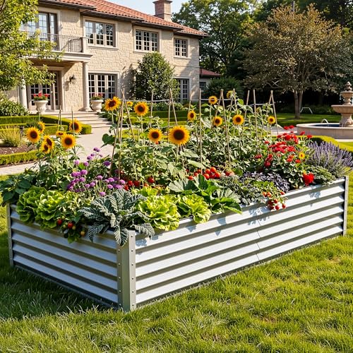 2pcs 8x4x1.5ft Galvanized Raised Garden Bed (8x4x1.5ft 2pcs / Silver)