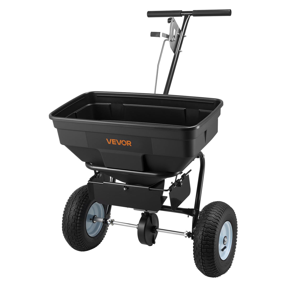 Broadcast Spreader 130 lbs Capacity Hopper Walk (130LB / Black)