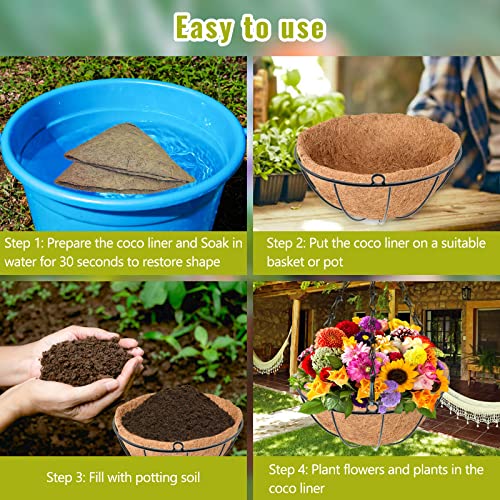 6 Pack 12 Inch Hanging Basket Coco Liners Replacement (6pcs / 12 Inch)