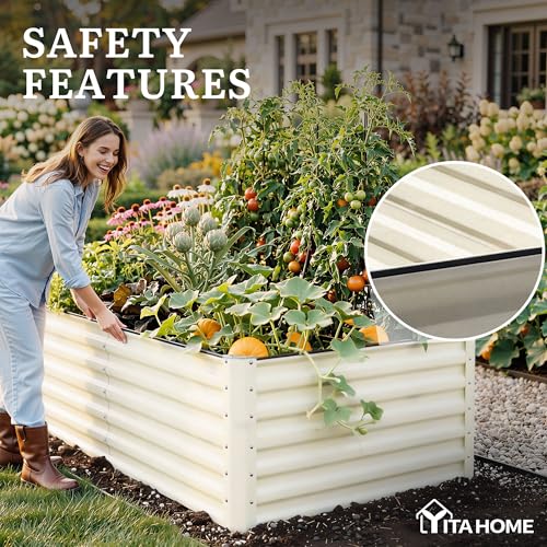 2pcs 8x4x2ft Large Raised Garden Bed Kit (Cream Yellow / 8x4x2ft 2pcs)