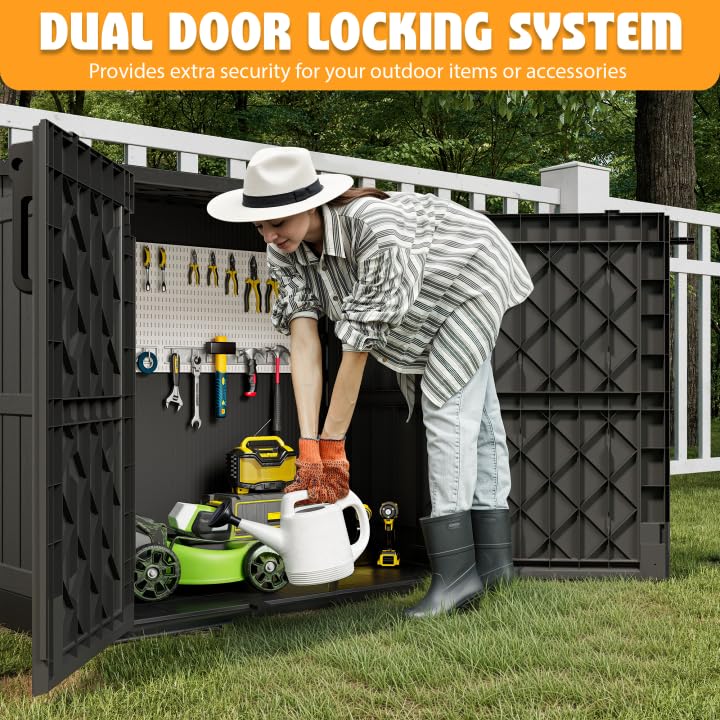 Outdoor Storage Cabinet 36 Cu Ft with Lockable Doors (Dark-Black / 30.1"×52.1"×44.3")