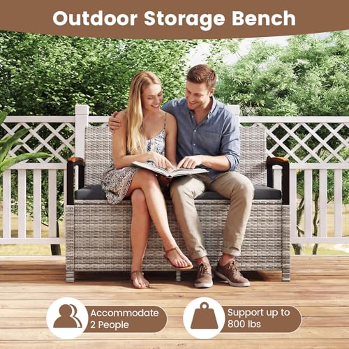 46 Gallon Outdoor Bench with Storage (Mix Grey & Grey / 46 Gallon)
