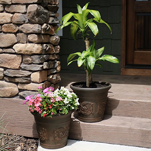 Sunnydaze Arabella 16'' Plastic Planter Pot for Plants (Rust / 16 in)